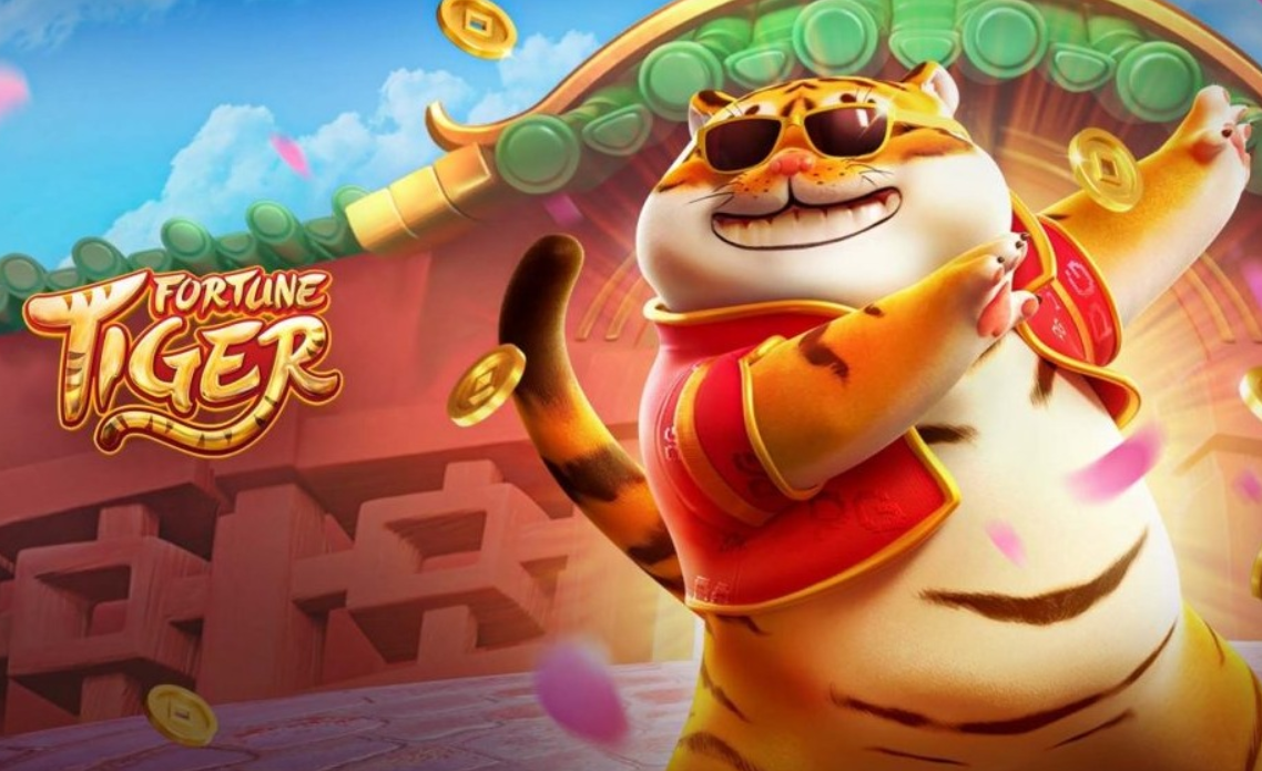 Fortune Tiger character wearing sunglasses with gold coins